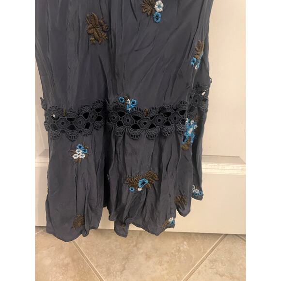 Free People Bali Santa Cruz Maxi Dress M Blue Floral Western Chic cottagecore - Picture 12 of 12